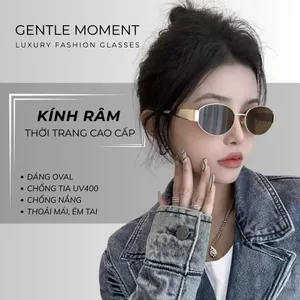 Kính râm gọng oval kim loại GENTLE MOMENT kính mát chống tia UV thời trang nam nữ phong cách ngầu GMT936