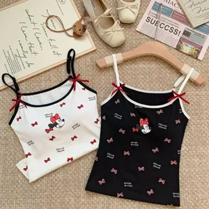 Milyfashion In Hình Hoạt Hình Dopamine Có Miếng Lót Ngực Sling Mùa Hè Phong Cách Mới Phiên Bản Hàn Quốc Ngọt Ngào Có Thể Mặc Bên Ngoài 7HGG