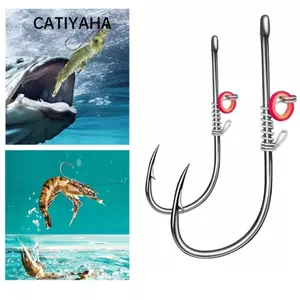 CATIYAHA 10 Móc Mồi Tôm Sống, Lỗ Rộng Wacky Giun Không Cần Cỏ Thép Carbon Cao, Giun Mềm Thép Carbon Cao Pickerel Móc Câu Cá Câu Cá Biển