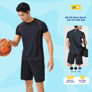 Bộ đồ nam YODY set áo quần thể thao phối chỉ năng động vải dệt Jacquard thoáng co giãn MAST25S051