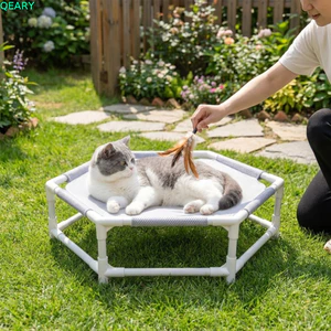 Giường nâng cao cho mèo QEARY, Giường cắm trại cho thú cưng gấp chống ẩm, Giường ngủ cho mèo di động nhẹ thoáng khí chống mài mòn ngoài trời