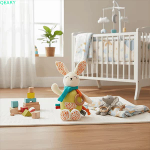 QEARY Bunny Thú Nhồi Bông, Corduroy Mềm Mại Sang Trọng Thỏ Thú Nhồi Bông, Đồng Hành Cho Bé Đáng Yêu Dễ Thương Có Thể Cho Bé Đồ Chơi Sang Trọng Trang Trí Phòng