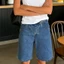 MAPLEPOET-Nữ Rời Phù Hợp Với Quần Short Denim Zip Bay Có Nút Đóng Chiều Dài Đầu Gối Quần Short Bermuda Để Mặc Hàng Ngày