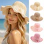 SAIA Mũ Rơm Vành Rộng, Nơ Hoa Ruffle Ruffle Mũ Chống Nắng, Viền Ruffle Ngọt Ngào Có Thể Điều Chỉnh Có Thể Gập Lại Mũ Chống Nắng Cho Nữ Bé Gái