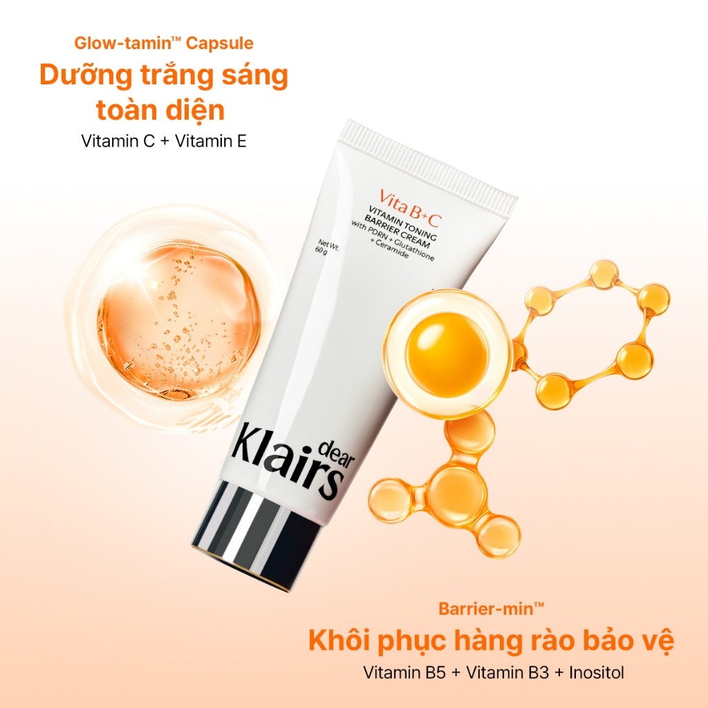 Dear Klairs Kem dưỡng Vitamin Toning Barrier Cream 60g [FS]