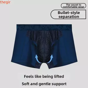 Quần lót Boxer lưới nam THEGIRL8B, Quần lót lụa băng nam tách khô nhanh, Thiết kế chia đôi thoáng khí Lưới mỏng Quần lót co giãn bốn chiều cho nam