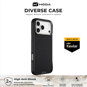 Ốp Lưng Hoda Diverse Case Military Kevlar Cho iPhone 17 Pro Max/ Pro - Ốp Sợi Kevlar Chống Đạn Chống Sốc Magsafe Cao Cấp