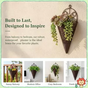 Màu nâu Treo Tường Nón Planters Giả Mây Dệt Thân Thiện Với Môi Trường Vintage Cho Nhà Vườn Treo Tường Nhà Màn Hình