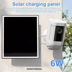 Bảng điều khiển năng lượng mặt trời DONOVANQQ, Bộ sạc năng lượng mặt trời có thể điều chỉnh chống nước, 360° 90° Bảng điều khiển giám sát năng lượng mặt trời PET màu trắng đơn tinh thể có thể điều chỉnh Camera an ninh ngoài trời