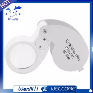 Kính lúp Lúp trang sức chiếu sáng 40X, Kính lúp trang sức bỏ túi có thể gập lại di động để kiểm tra, đá quý