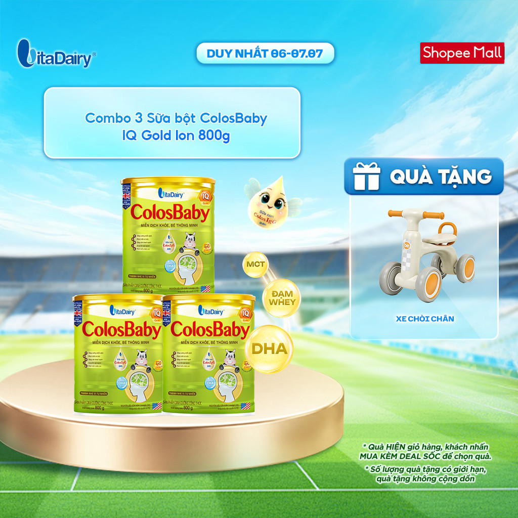 [COMBO 3 LON] [NHIỀU GIAI ĐOẠN] Sữa bột ColosBaby IQ Gold cho trẻ – Hỗ trợ phát triển trí não – Lon 800g