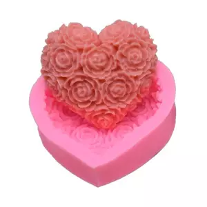 1 Khuôn Silicon Hình Hoa Hồng Trái Tim DIY Fondant Chocolate Xà Phòng Khuôn Nến Polymer Đất Sét Khuôn Thủ Công Đế Dụng Cụ ELWW