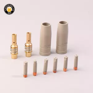 {TB & Bag} 9 Cái 0.8 / 1.0 / 1.2mm MIG Torch Gas Nozzle Tip Holder Bộ phận bảo vệ Đèn pin hàn 15AK Vòi phun bảo vệ lớp phủ mới.