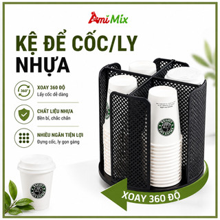 Kệ Để Cốc/Ly Nhựa Đựng Trà Sữa Xoay Tròn 360 Độ | Gọn Gàng – Tiện Lợi – Dễ Lấy Ly