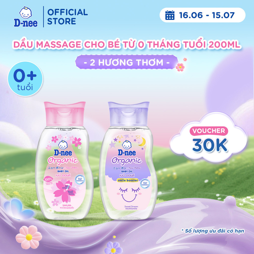 Dầu massage cho bé sơ sinh từ 0 tháng tuổi trở lên giúp da bé mịn màng 200ml - 2 Hương thơm