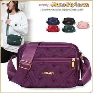 Túi đeo vai MONOSTYLE, Túi xách nữ dung tích lớn thoải mái, Dây kéo thêu thời trang Túi đeo nách di động dành cho nữ