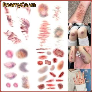 ROOMYCO 1 / 4 Miếng dán hình xăm hình sẹo cánh tay Cosplay, Vết thương thực tế Bruising Hình xăm tạm thời, Hình xăm giả chống thấm nước lâu trôi