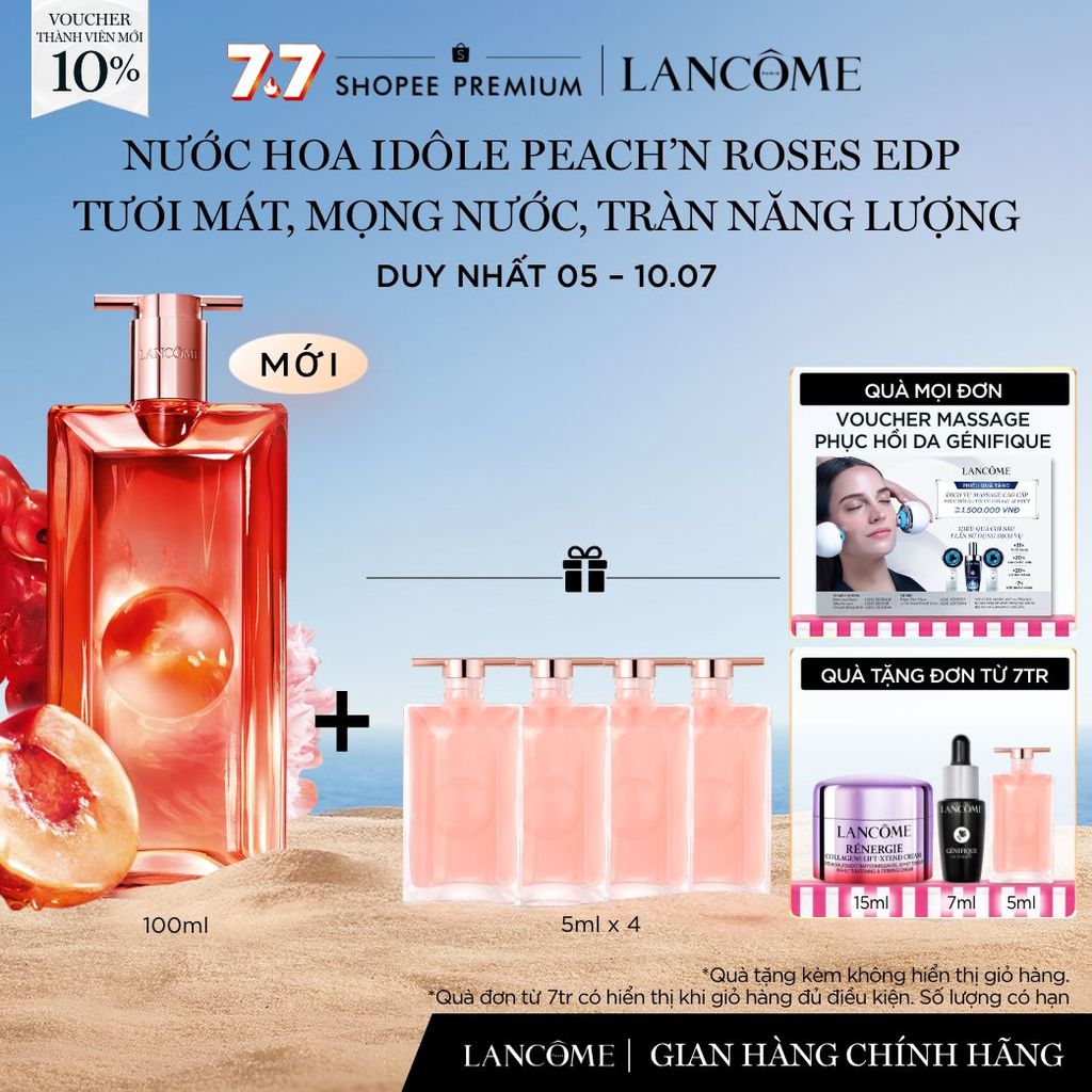 Nước hoa Idole Lancome Peach'n Roses EDP Tươi Mát Mọng Nước Tràn Năng Lượng 100ML