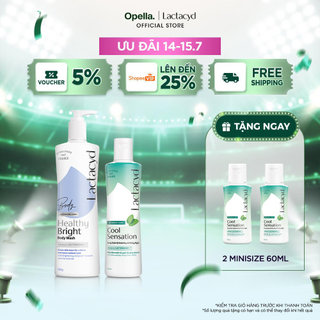 Bộ 1 Sữa tắm Lactacyd Healthy Bright làm đều màu da + 1 DDVS phụ nữ Lactacyd Cool Sensation 250ml