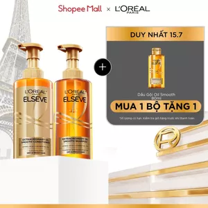 Bộ gội xả dưỡng tóc suôn mượt cao cấp L'Oreal Paris Extraordinary Oil Smooth 440ml x2