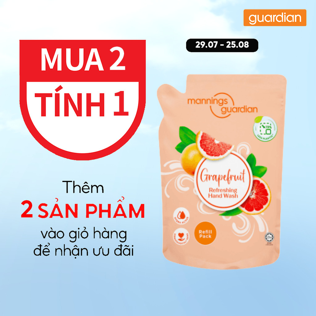 Túi Nước Rửa Tay Dạng Gel Mannings Guardian Refreshing Hand Wash 450ml | Guardian Việt Nam