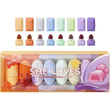 Bộ Son Bóng Mini Matte 8 Màu Mousse Nhung Hoàn Thiện Dưỡng Ẩm Lâu Dài Giàu Sắc Tố Son Môi Dễ Thương Bộ Trang Điểm FNWQ