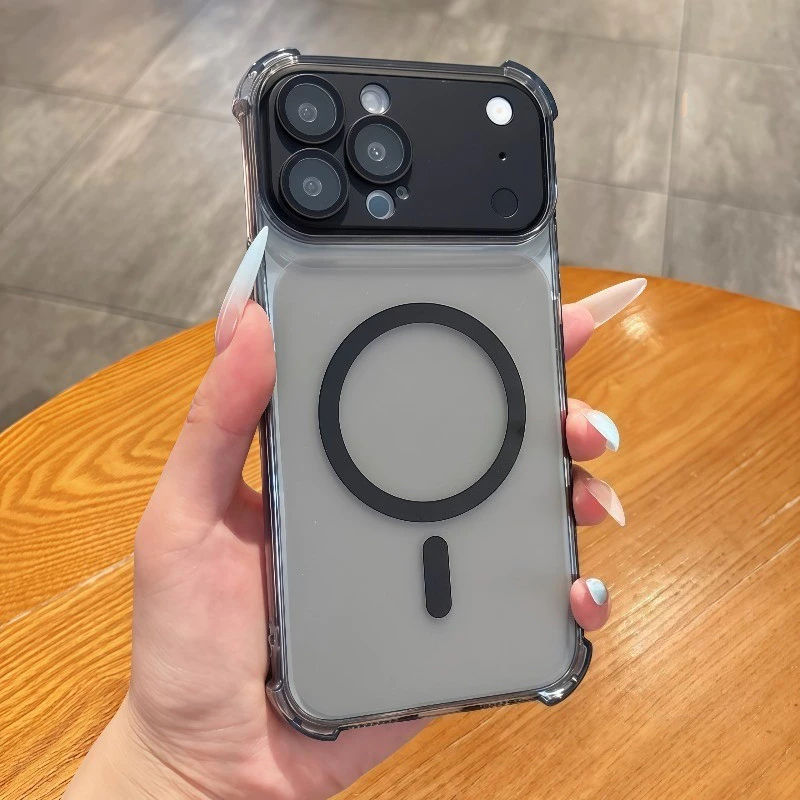Ốp điện thoại iPhone sạc không dây màu đỏ Cherry sang trọng 18 17 16 15 14 13 12 11 Pro Max TPU Vỏ bảo vệ giảm xóc dày bốn góc có vỏ bảo vệ ống kính có thể tháo rời