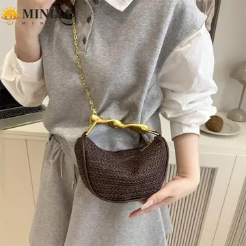 Women's Vintage Woven Straw Shoulder Bag – White