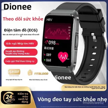 Gianni Jionee Vòng đeo tay thông minh ECG Đồng hồ đo điện tâm đồ, đường huyết, huyết áp, nhịp tim H36
