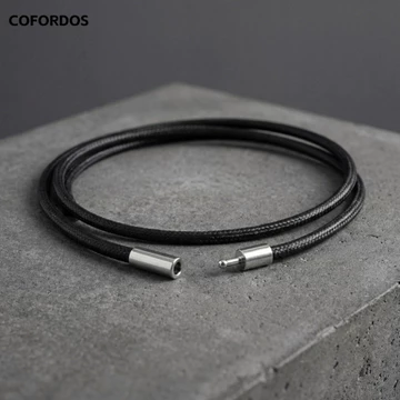 Vòng cổ dây bện COFORDOS, Vòng cổ dây da 45cm màu đen, Vintage có khóa DIY Mặt dây chuyền Dây chuyền dây chống nước Dây chuyền dây chuyền nam nữ
