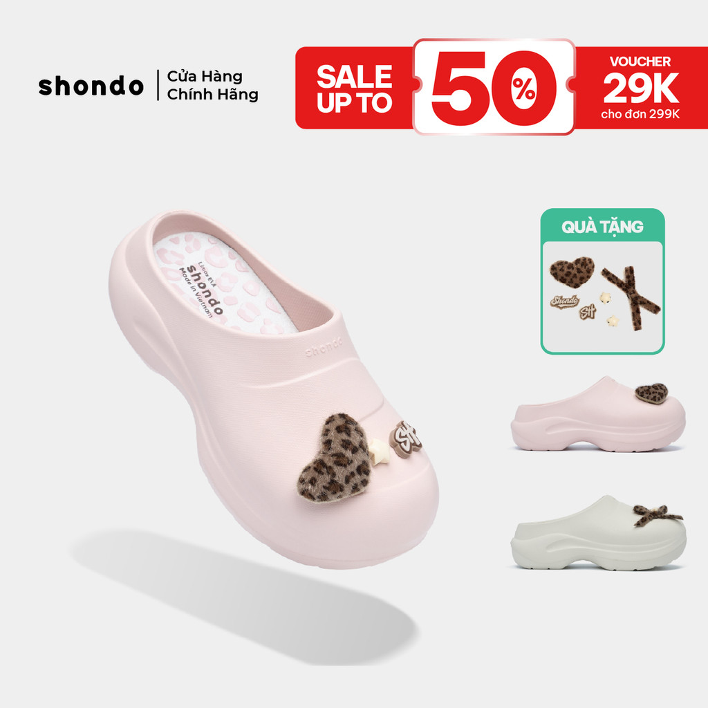 Dép Sục Mule Chic Nữ Shondo Bít Mũi Da Báo Đính Nơ Nhiều Màu