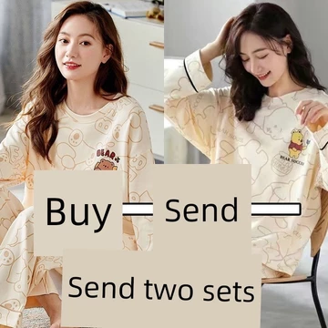 set thu đông nữ set đồ ngủ dài Bộ đồ ngủ mùa xuân và mùa thu bộ đồ dài tay 100% cotton cho nữ mùa thu và mùa hè mẫu mới 2026 đồ mặc nhà cho học sinh trung học