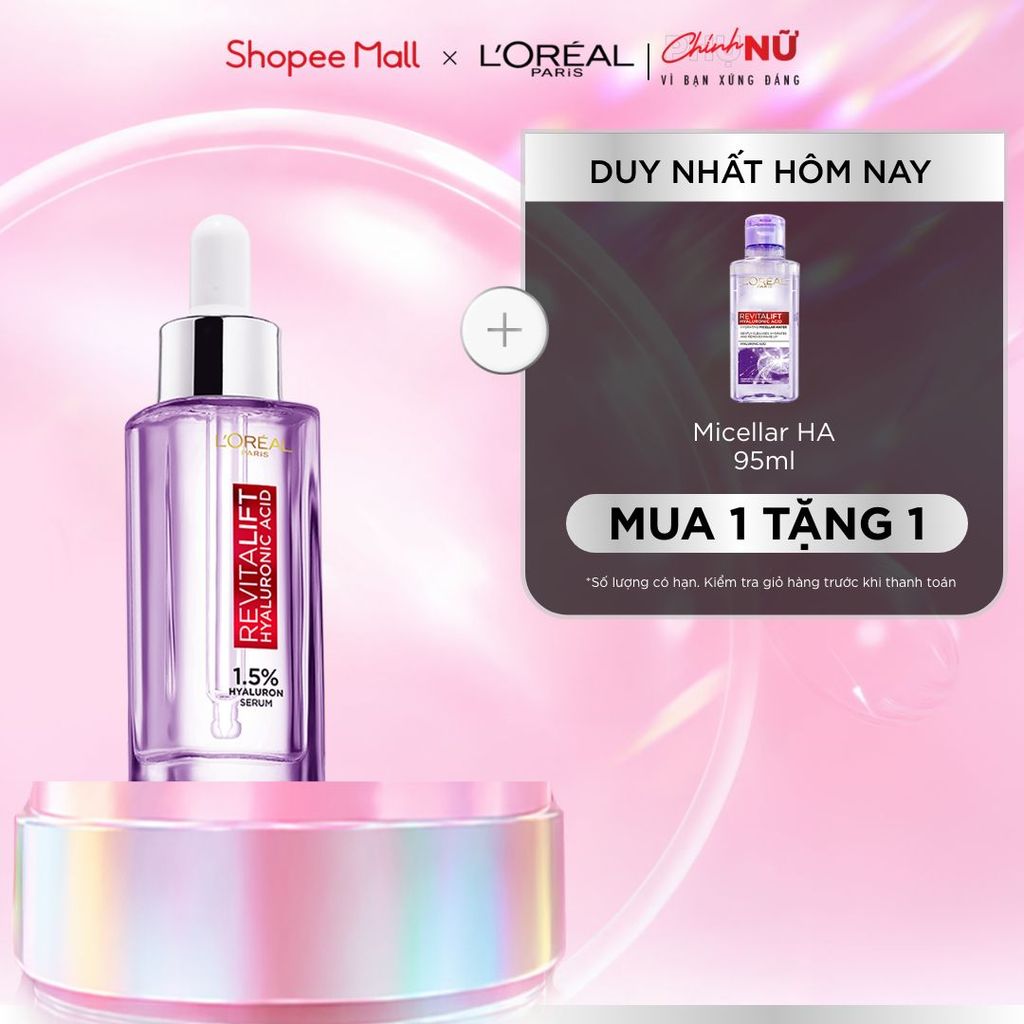 Serum dưỡng cấp ẩm tức thì, giúp làm giảm nếp nhăn & căng mướt da L'Oreal Paris Revitalift 1.5% Hyaluronic Acid 30ml