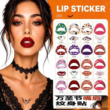 Xuyên Biên Giới Bán Halloween Môi Hình Xăm Dán Môi Son Bóng Dán Môi Hình Xăm Môi Dán Son Bóng Dán Môi Hình Xăm Dán