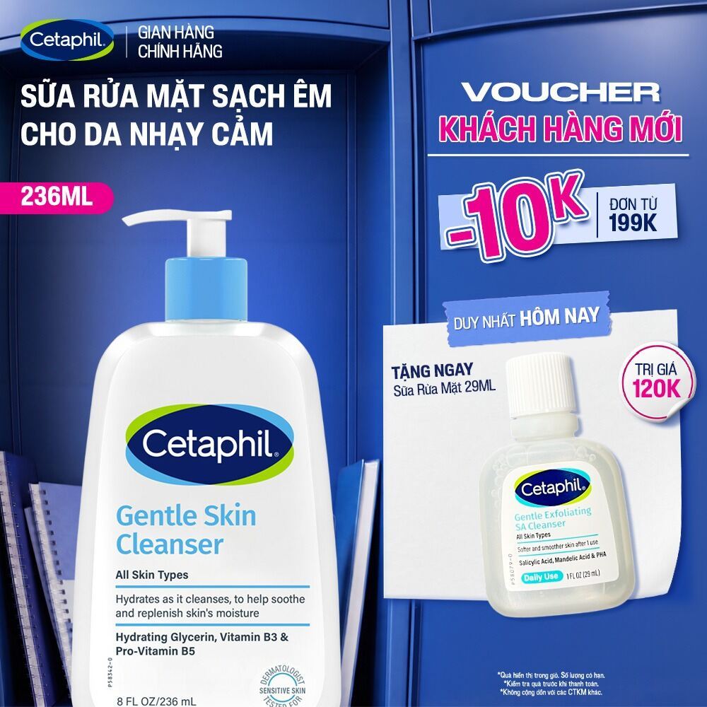 Sữa rửa mặt dịu lành cho da nhạy cảm CETAPHIL GENTLE SKIN CLEANSER 236ML