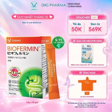 Men Vi sinh Biofermin cân bằng hệ vi sinh, giúp giảm triệu chứng rối loạn tiêu hoá - Hộp 30 gói x 1,5g