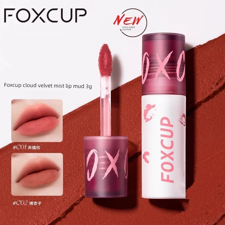 son bóng lì lâu trôi son bóng chính hãng FOXCUP Cloudy Velvet Matte Lip Gloss Lâu trôi Matte Matte Lipstick Lip Gloss Lip Gloss Lip Gloss Velvet Natural