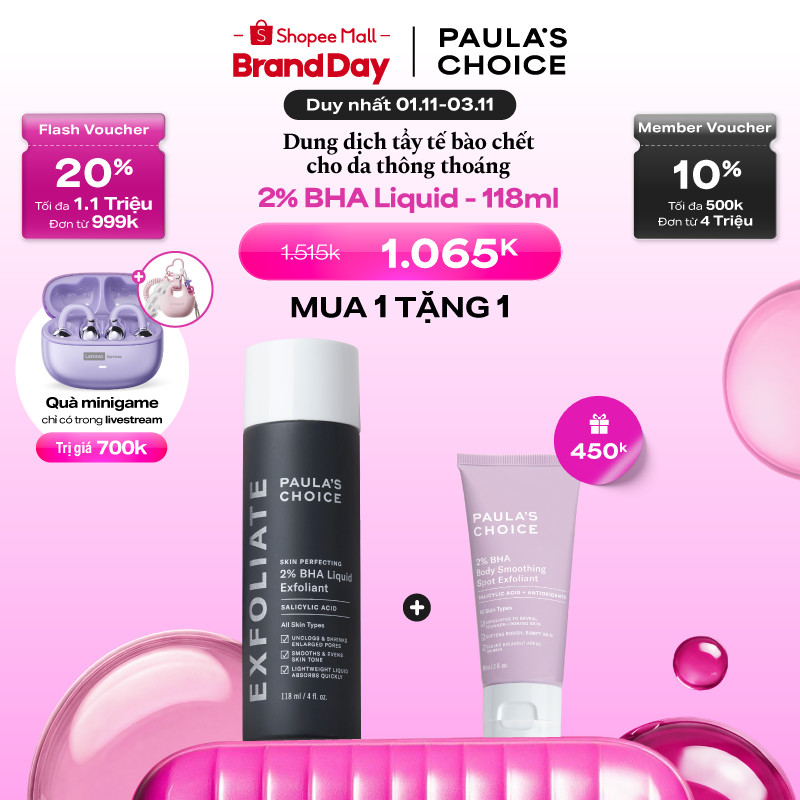 Dung dịch loại bỏ tế bào chết giảm mụn Paula's Choice Skin Perfecting 2% BHA Liquid Exfoliant 2010