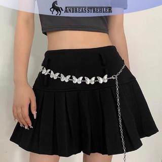 Onetimingfine Cá Tính Bạc Thắt Lưng Dây Xích Nữ Cô Gái Đơn Giản Punk Kim Loại Bụng Dây Xích Cơ Thể Dây Thắt Lưng VN