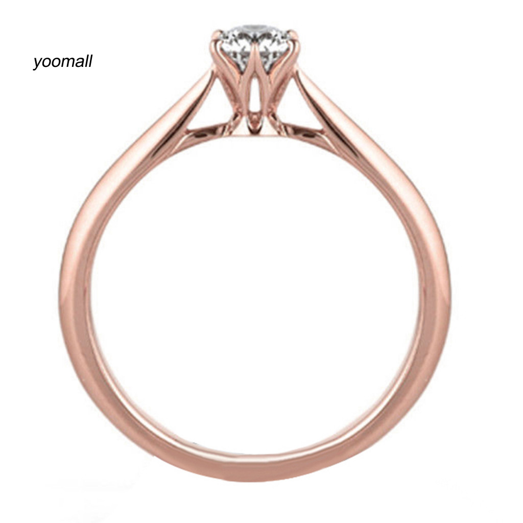 Nhẫn đính đá Cubic Zirconia hợp kim thanh lịch với sáu móng, phù hợp cho các bữa tiệc