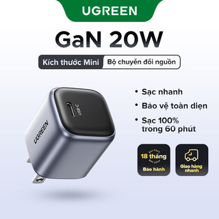 Ugreen GaN Cổng Sạc USB-C 20W Cho for iPh 17/16/15 Pro Max iPad Galaxy Huawei