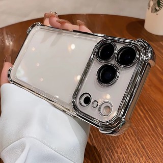 Ốp Chống Sốc Cho iPhone 16 Pro Max 17 Pro Max 14 11 13 12 15 Pro Max 16 Plus 16e 17 Air Trong Suốt Mạ Điện Cứng Vỏ Trong Suốt
