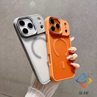 Ốp điện thoại mờ mờ từ tính màu cam vũ trụ 17 Series mới cho IPhone 17 Pro Max Air 12 13 14 15 16 Pro Max Plus Vỏ mặt sau cứng Vỏ viền mềm Bảo vệ Vỏ chống sốc