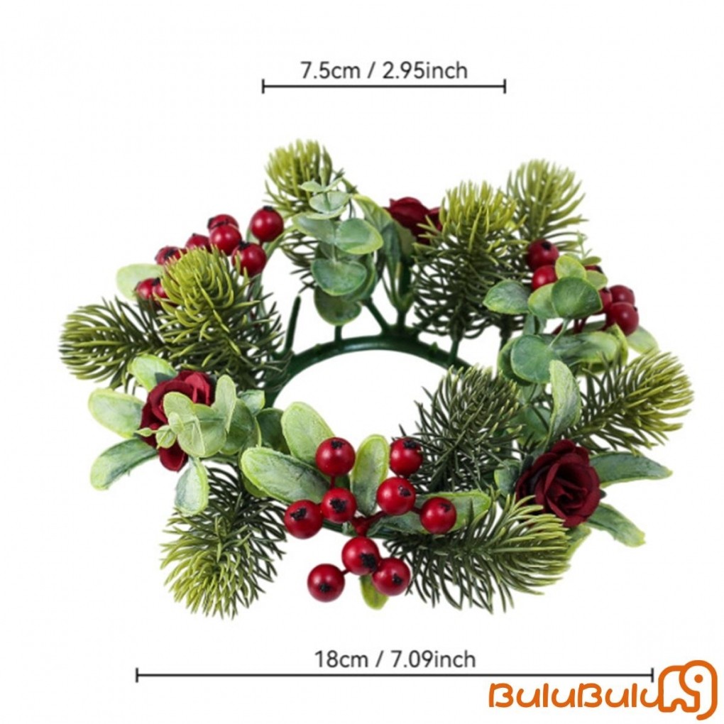 Giáng Sinh Nến Nhẫn Vòng Hoa Nhân Tạo Hoa Hồng Berry Thông Kim Nến Vòng Hoa Vòng Hoa Để Trang Trí Bàn