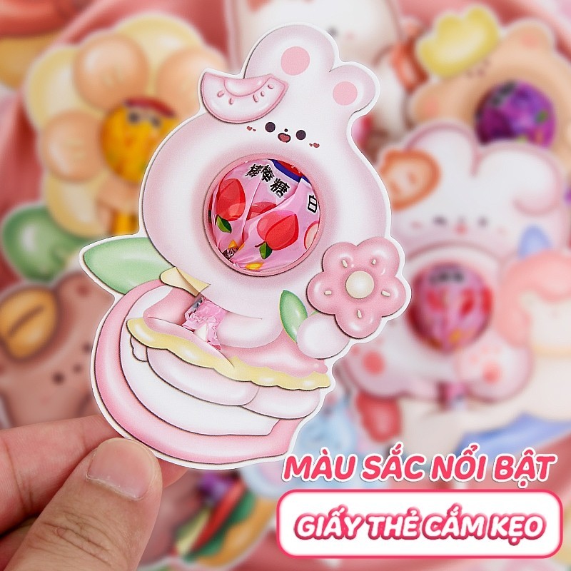 Giấy Bọc Kẹo Mút Hoạt Hình Cute, Thẻ Cắm Kẹo - Phụ Kiện Trang Trí Tiệc, Quà Tặng Xinh Xắn Cho Bé