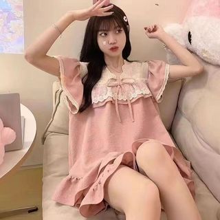 Đồ ngủ nữ cotton bong bóng phong cách công chúa dễ thương, phù hợp mùa hè và lễ kỷ niệm