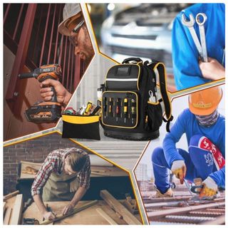 Túi đựng dụng cụ thợ điện JKDESIGN, Ba lô dụng cụ công suất lớn dày, chống mài mòn chống nước với bộ công cụ đáy cứng