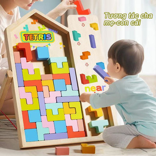 【BabyJoy】Bộ Đồ Chơi Gỗ Xếp Hình Tetri,Đồ chơi xếp gạch Tetris bằng gỗ,Đồ Chơi Giáo Dục Montessori, Cho Trẻ 1-12 Tuổi