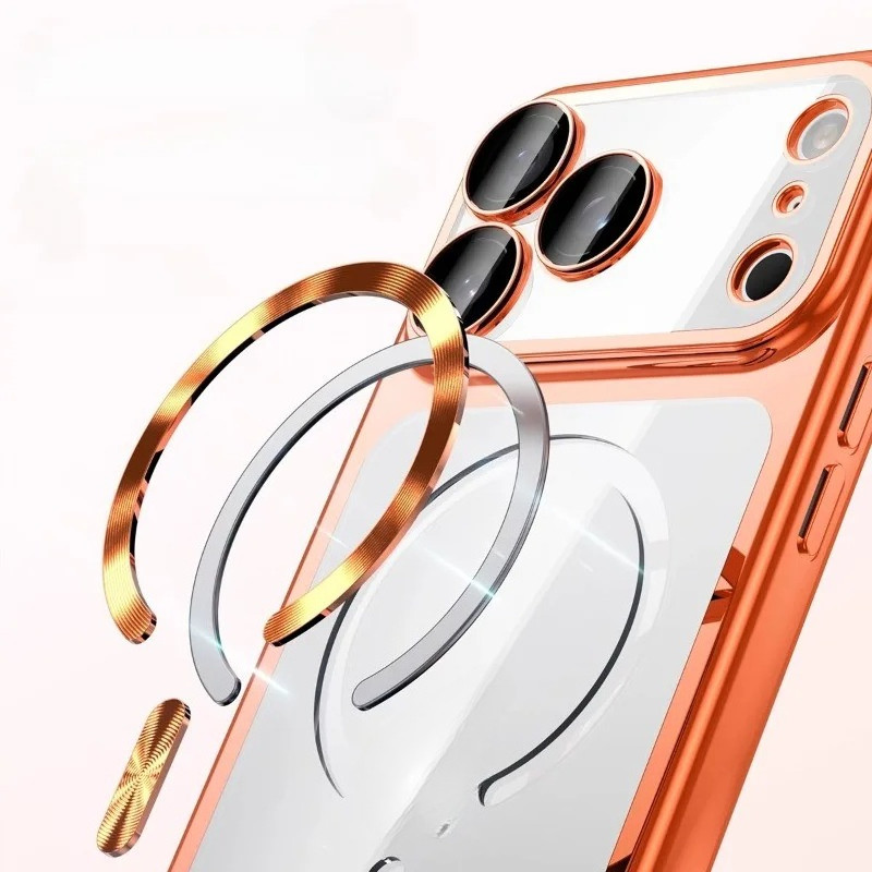 Mạ Ống Kính Trong Suốt Bảo Vệ Từ Tính Dành Cho iPhone 17 Pro Max 17Pro   Sạc Không Dây Vỏ Mềm Có Phích Cắm Bụi