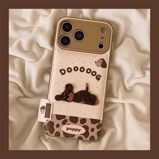 Bảo Vệ Toàn Diện Ống Kính Dễ Thương Sang Trọng Chó Con Da Báo Da Mềm Ốp Lưng Điện Thoại iPhone 17Promax 17Pro 13 14 15 16 Pro Max Chống Sốc Ngọt Ngào Nữ Tính Nữ Vỏ Điện Thoại Di Động